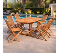 Kajang table de jardin ovale et 6 chaises en teck