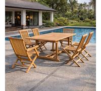 Kajang table de jardin rectangulaire 4 chaises 2 fauteuils en teck