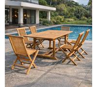 Kajang table de jardin rectangulaire et 6 chaises en teck