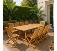 Kajang table rectangulaire + 10 chaises