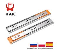 KAK 10 "- 22" glissières de tiroir en acier inoxydable, Rail de tiroir à fermeture douce, glissières d'armoire à trois sections, quincaillerie de meubles Buffer 18inch 45cm