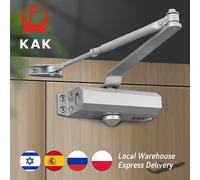 KAK - ferme-porte automatique à 2 ressorts, tampon hydraulique, butoir de porte réglable, vitesse de fermeture muette pour quincaillerie de porte de 25 à 80KG Positioning Silver S
