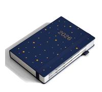 KaKa Dragon Agenda académique 2026 journalier format A5 (416 pages), pages au format A5 (416 pages), intercalaires pour chaque mois, poche intérieure, fermeture élastique, couverture rigide (bleu)