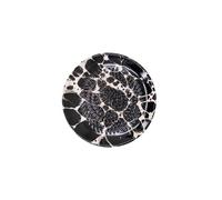 Kaladia Assiette à râper en céramique, pour le gingembre, le parmesan, etc., en noir et blanc marbré, diamètre : 12 cm, fabriquée à la main et peinte à la main, fabriquée en Espagne