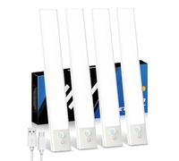 KALAHOL Lot de 4 Lampes LED Sous Meuble Cuisine, Éclairage Placard avec Détecteur de Mouvement, Rechargeable USB Type-C avec Indicateur, Sans Fil pour Armoire, Escalier, Lumière Blanc Froid