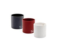 KalaMitica - Lot de 3 Cylindres Magnétiques 6,5 cm - Blanc, Rouge, Plomb - Boîtes de Rangement, Porte Marqueurs ou Cache-Pots Aimantés pour Tableau Magnétique Mural