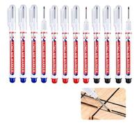Kalanka-12 Pièces Marqueur Trou Profond, Stylo Marqueur Charpentier Pointe Fine De 20mm, Marqueurs Precision Pour Charpentier, Marqueurs Imperméable Pour Bois, Métal, Plastique Et Carton, Noir, Bleu,