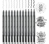 Kalanka-12 Pièces Stylos De Calligraphie, Feutre Fin Noir Fineliner Pour L'écriture, Accessoires De Bullet Journal, Stylo De Dessin Noir