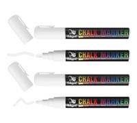 Kalanka-4pcs Feutres Pour Tableau Blanc, Marqueur Essuyable À Sec Et Humide, Stylos À Craie Pour Verre, Marquer Pour Vitres, Marqueur Craie Double Pointe 6mm - Blanc - 4 Stylo
