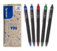 Kalanka-- 5 Frixion Point Clicker - Encre Gel Effaçable - Stylo Roller Rechargeable, Rétractable Et Ergonomique - 2 Bleus, 1 Rouge, 1 Vert, 1 Noir - Pointe Fine