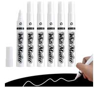 Kalanka-6× Feutres Blancs Effaçables Pour Tableau Noir, Marqueur Craie Liquide À Pointe Fine 3mm, Stylo Craie Blanc Feutre Fenetre Effacable Pour Verre Fenêtre Ardoise Métal Plastique, Non Toxique