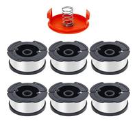 KALANKA-6 pcs Bobine Fil Coupe Bordure compatible avec Black et Decker avec 9m ligne coupe bord contient 6 bobines, 1 couvercle de bobine et 1 ressort