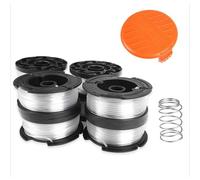 KALANKA-Bobines de Fil 8 pièces pour bobines de Coupe-Bordures Black & Decker, Fil en Nylon de 9 m ¿1,6 mm de diamètre avec Couvercle de Bobine et Ressort
