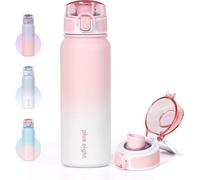 Kalanka-Bouteille D'eau Isotherme À Double Paroi En Acier Inoxydable Pour Sport, Salle De Sport Ou Bureau - 600 Ml - Rose Et Blanc
