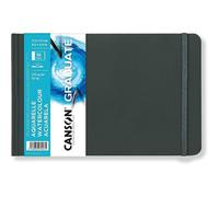 Kalanka-Canson Graduate Book Aquarelle - Carnet Cousu 56 Pages - Double Face : Grain Fin Et Grain Léger - 21,6 X 14 Cm - 250g/M² - Blanc