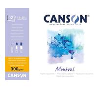 Kalanka-Canson Montval - Bloc 12 Feuilles Papier Aquarelle Grain Fin - 18 X 25 Cm - 300g/M² - Blanc