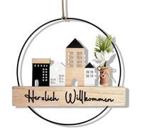 Kalanka-Couronne De Porte Bienvenue - Pancarte Bienvenue Porte En Bois 20cm, Légère Décoration Porte Extérieure Pour Plaque Bienvenues, Couronne Décorative Toute L¿Année Pour Maison, Jardin Et Idée C