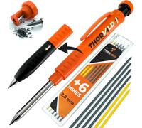Kalanka-Crayon Chantier Pro Extensible (+ 7 Mine Multi-Supports + Taille Mine + Grip Easy-Write) Porte Mine Pour Menuisier, Bricolage, Dessin, Tracer Sur Bois Metal, Béton, Carrelage