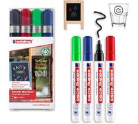 Kalanka-Edding 4095 Marqueur Craie Liquide - Noir, Rouge, Bleu, Vert - Étui De 4 - 2-3 Mm - Feutre Craie Effacable Pour Écrire Sur Les Vitres,Le Verre - Feutre Craie Ardoise Aux Couleurs Opaques
