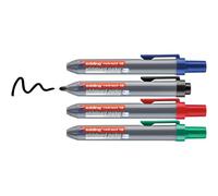 Kalanka-Edding Retract 12 Marqueur Pour Tableaux Blancs - Noir,Rouge,Bleu,Vert - 4 Stylos - Pointe Ronde 1,5-3 Mm - Sans Capuchon - Pour Une Utilisation D'une Main Sur Tableau Blanc,Magnétique, En Li