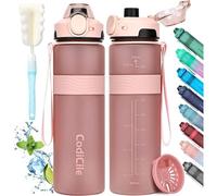 Kalanka-Gourde 1l, Sans Bpa Bouteille D'eau Plastique, Grande Étanche Gourde Sport 1 Litre Idéale Pour Gym, School, Office And Travel (Rose-Doré Rose)