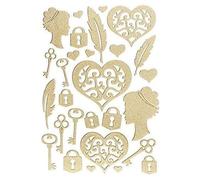 KALANKA-Ideen mit Herz Autocollants 3D Deluxe Pour mariage, différents motifs de mariage Autocollants en relief Taille de la feuille : 21 x 30 cm (c?ur, plume oré)
