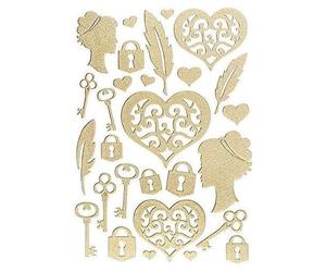 KALANKA-Ideen mit Herz Autocollants 3D Deluxe Pour mariage, différents motifs de mariage Autocollants en relief Taille de la feuille : 21 x 30 cm (c?ur, plume oré)