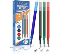 Kalanka-Lot De 12 Recharges Effaçables Pour Stylos Pilot Frixion Ball, Clicker & Eberhard Faber, Cartouches D'encre Thermosensitive, Recharges Pour Stylo Gel Effaçable, 4 Couleurs