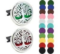 Kalanka-Lot De 2 Diffuseurs D'huiles Essentielles Pour Voiture, Aromathérapie, En Acier Inoxydable, Pour Huiles Essentielles, Arbre De Vie, Désodorisant Intérieur Avec 20 Feutres De Rechange (Sans Pa