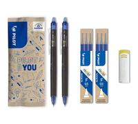 Kalanka-- Lot De 2 Frixion Point Clicker 0,5 - Stylo Roller Effaçable Et Rétractable - 2 Bleus + 2 Sets De 3 Recharges Bleues + Gomme - Pointe Fine