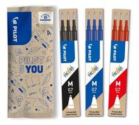 KALANKA-- Lot de 3 étuis de 3 recharges FriXion pour stylo effaçable. Compatibles FriXion Ball et FriXion Ball Clicker - Noir, Bleu, Rouge - Pointe Moyenne
