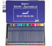 Kalanka-Lot De 36 Crayons Aquarelle Avec Brosse Dans Une Boîte En Métal Portable - Set De Crayons De Couleur Aquarelle Pour Mélange, Couches Et Aquarelle - Set De Dessin Professionnel Pour Artistes,