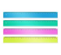 Kalanka-Lot De 4 Règles 30 Cm Incassables Et Flexible Règle Plate Graduée Pour L¿École Et Les Loisirs Créatifs Couleur Aléatoire Bleu, Vert, Rose Ou Jaune
