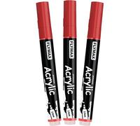Kalanka-Marqueur Feutre Rouge 2,5mm ¿ Marqueur Permanent Rouge Peinture Acrylique, Indélébile, Medium, Aquarelle, Séchage Rapide (Lot De 3)