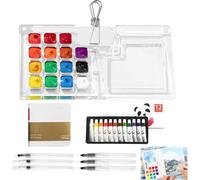 Kalanka-Mini Kit D'aquarelle De Poche Portable Et Robuste Avec Clip, Palette De 15 Pièces, Livre D'images, Pinceau À Eau Et 12 Couleurs, Pour Peintres, Artistes Et Étudiants