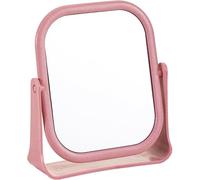 Kalanka-Miroir Cosmétique, Miroirs De Maquillage Carré Sur Pied, Petit Miroirs De Table Rotatif À 360°, 19,5 X 16 Cm, Miroirs Maquillage Pour Coiffeuse, Bureau, Salle De Bain, Chambre (Rose)