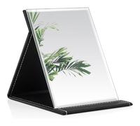 Kalanka-Miroir De Voyage Pliable - 25 X 18 Cm - En Cuir Synthétique Noir - Super Hd - Portable - Grand Miroir De Maquillage - Noir - Pour Dessus De Table, Rasage, Maquillage