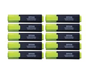 Kalanka-Office Products Lot De 10 Surligneurs Fluorescents Jaune - Encre Non Toxique - Pointe Biseautée - Qualité Supérieure - Épaisseur De Trait : 1-5 Mm