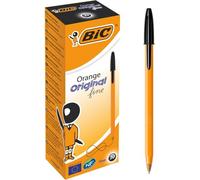 Kalanka-Orange Original Stylos-Bille Pointe Fine - Noir, Boîte De 20