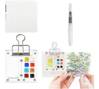 Kalanka-Pocket Aquarell Set ¿ Ensemble De Mini Aquarelle 3 Pièces Avec Palette De Couleurs Transparente, Pinceau Aquarelle Et Carnet De Croquis, Kit De Voyage Compact Pour Artistes Et Débutants