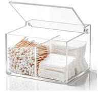 Kalanka-Porte-Boules De Coton Rectangulaire Avec Couvercle En Acrylique Transparent À 2 Grilles Pour Boules De Coton, Tampons De Maquillage, Cosmétiques (Dp004)