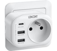 KALANKA-Prise USB Secteur Chargeur 4 en 1 avec 1 Prise, 1 Type C et 2 USB Multiprise Un Mini pour Chambre Cuisine Bureau 4000W Compatible avec Phone