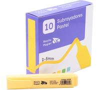 Kalanka-Raylu Paper Surligneurs Fluo Jaune Pastel Avec Pointe Biseautée, Pack De 10 Highlighter Trait 2-5 Mm, Surligneurs Pour Organisation (Jaune Pastel, 10 Pcs)
