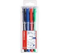 Kalanka-Sensor - Stylo Feutre Pointe Fine - Pochette X 4 Stylos-Feutres - Pointe 0,3 Mm - Noir/Bleu/Rouge/Vert