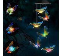 Kalanka-Solaire Carillon Éolien Extérieure, Led Papillon Changement De Couleur Carillon Lumineux, Étanche Lumière Solaire Suspendue Carillon Pour Jardin, Patio, Porch, Terrasse, Yard, Fête Des Mères