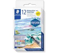 Kalanka-Staedtler Kit De Peinture Aquarelle ¿ Kit De Voyage ¿ Design Journey ¿ Comprend Une Palette De Mélange, 12 Peintures Métalliques, Un Pinceau À Eau Et Une Éponge ¿ Lot De 1, 888m M12-C