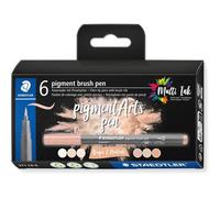 Kalanka-Staedtler - Pigment Art - Brush 371 - Etui Carton 6 Feutres - Pointe Pinceau Nudes & Beiges - Assortis - 371 C6-6