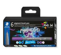 Kalanka-Staedtler - Pigment Art - Pigment Brush 371 - Etui Carton 6 Feutres Pointe Pinceau Bleus & Violets Assortis - 371 C6-2