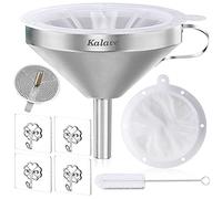 Kalave Entonnoir de cuisine de qualité supérieure avec filtre à mailles 200 filtres, entonnoir en acier inoxydable de qualité alimentaire pour remplir les bouteilles (13 cm)