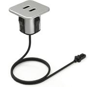 kalb | Chargeur USB-C ConnectC encastré 2-en-1, 20W, module d'installation pour meubles de 25 mm pour plateaux de table et surfaces de travail, prise USB-C, mini système d'insertion LED - Gris argenté